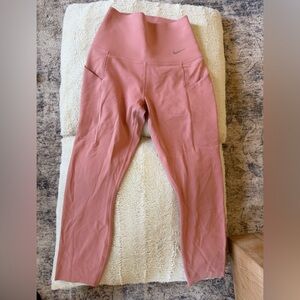 Nike Girls' Dusty Pink High-Waist Leggings with Side Pockets